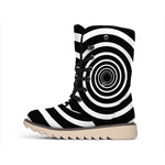 Black And White Circle Swirl Print Winter Boots