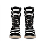 Black And White Circle Swirl Print Winter Boots