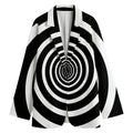 Black And White Circle Swirl Print Women's Cotton Blazer