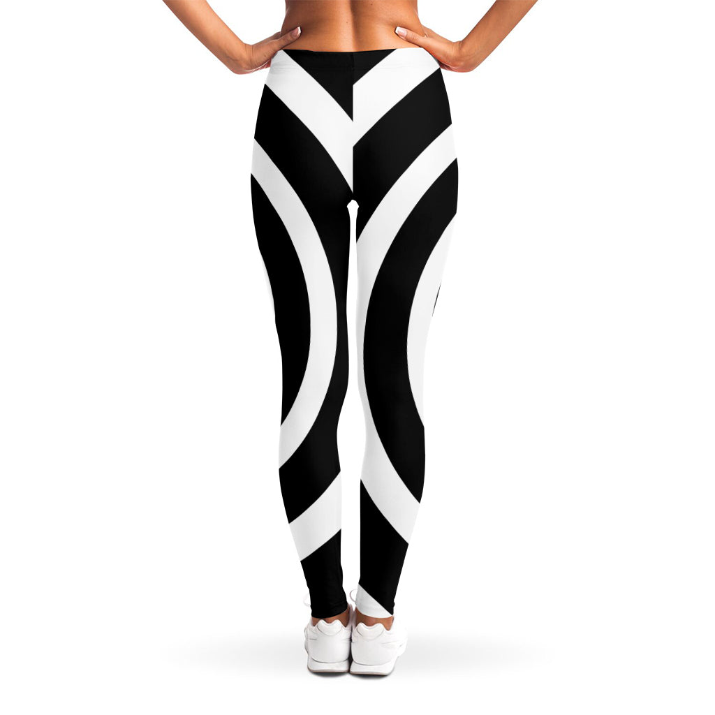 Black And White Circle Swirl Print Women's Leggings