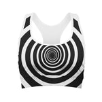 Black And White Circle Swirl Print Women's Sports Bra