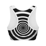 Black And White Circle Swirl Print Women's Sports Bra