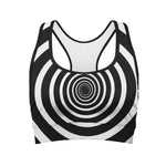 Black And White Circle Swirl Print Women's Sports Bra