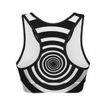Black And White Circle Swirl Print Women's Sports Bra