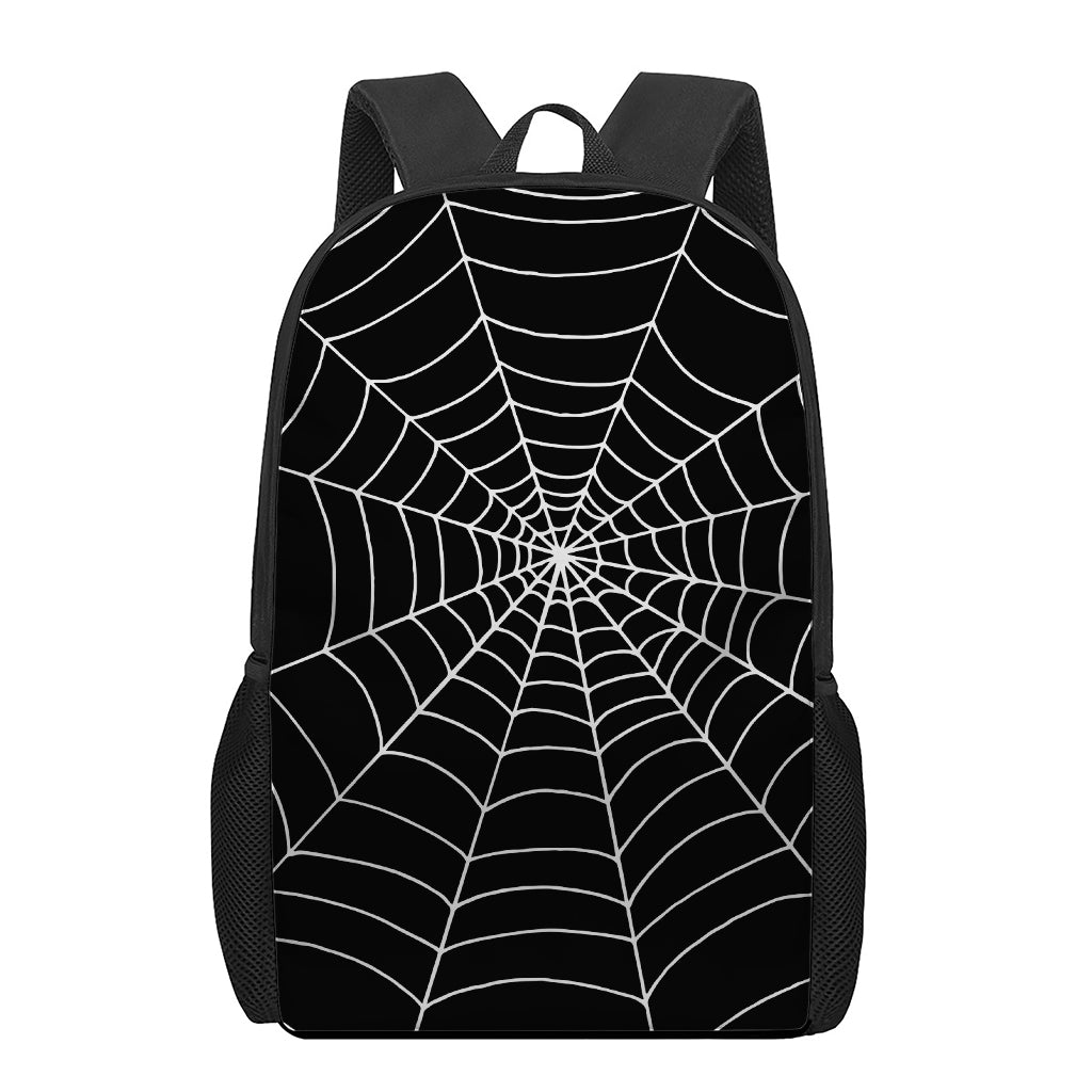 Black And White Cobweb Print 17 Inch Backpack