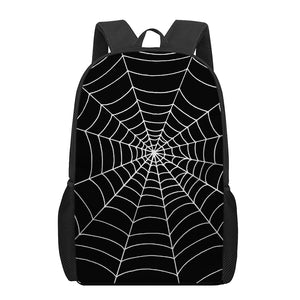 Black And White Cobweb Print 17 Inch Backpack