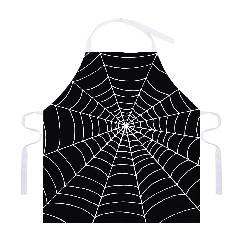 Black And White Cobweb Print Adjustable Apron