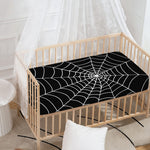 Black And White Cobweb Print Baby Crib Sheet