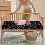 Black And White Cobweb Print Baby Crib Sheet