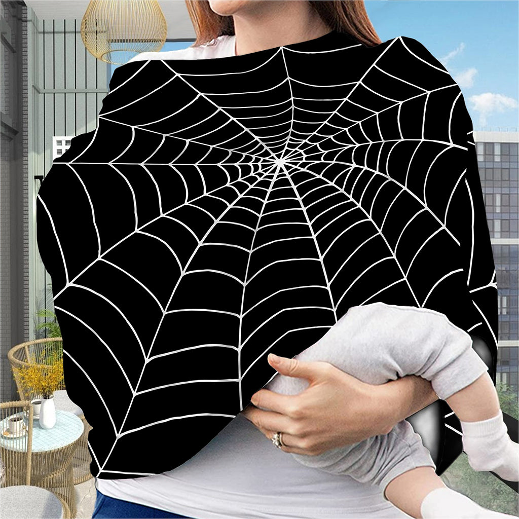 Black And White Cobweb Print Baby Seat Cover