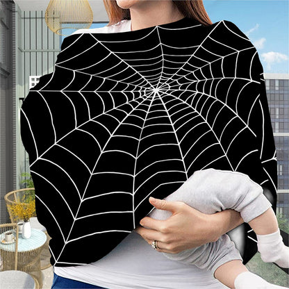 Black And White Cobweb Print Baby Seat Cover