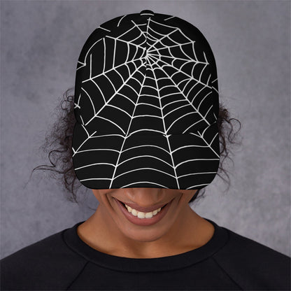 Black And White Cobweb Print Baseball Cap
