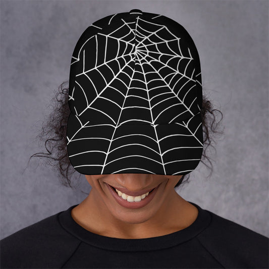 Black And White Cobweb Print Baseball Cap