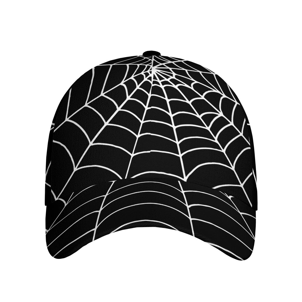 Black And White Cobweb Print Baseball Cap