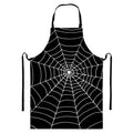 Black And White Cobweb Print Bib Apron With Pocket