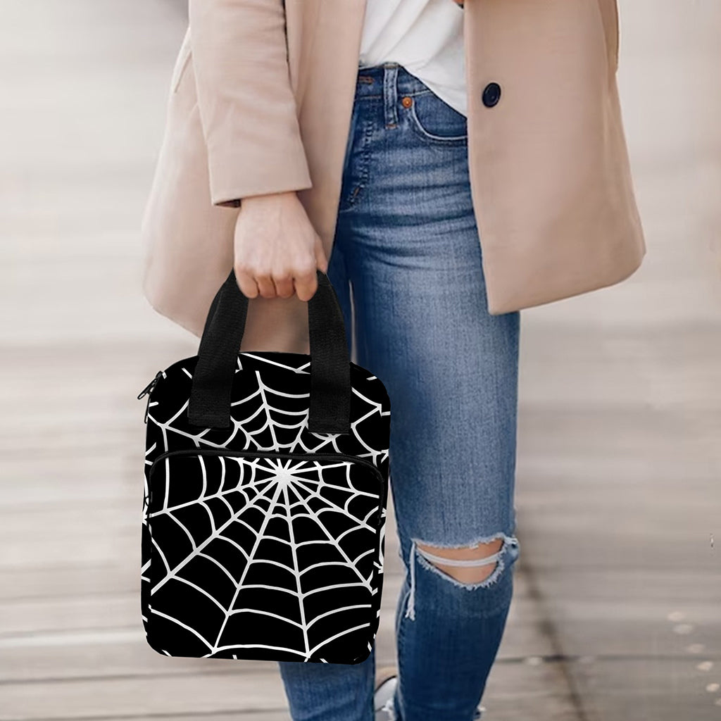 Black And White Cobweb Print Bible Tote Bag