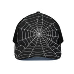 Black And White Cobweb Print Black Mesh Trucker Cap