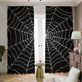 Black And White Cobweb Print Dimout Pencil Pleat Curtains