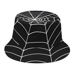 Black And White Cobweb Print Bucket Hat