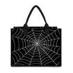 Black And White Cobweb Print Canvas Tote Bag