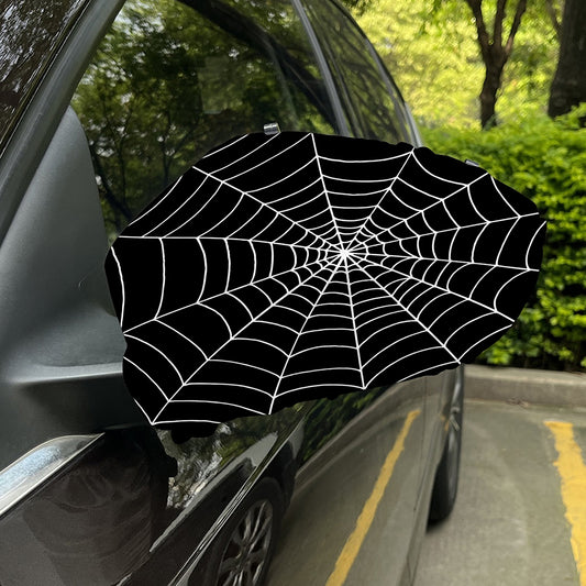 Black And White Cobweb Print Car Side Mirror Covers