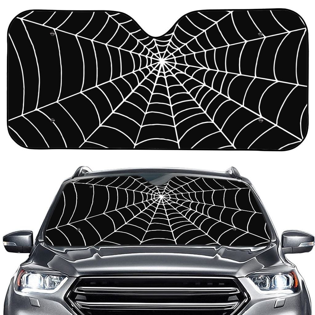 Black And White Cobweb Print Car Windshield Sun Shade