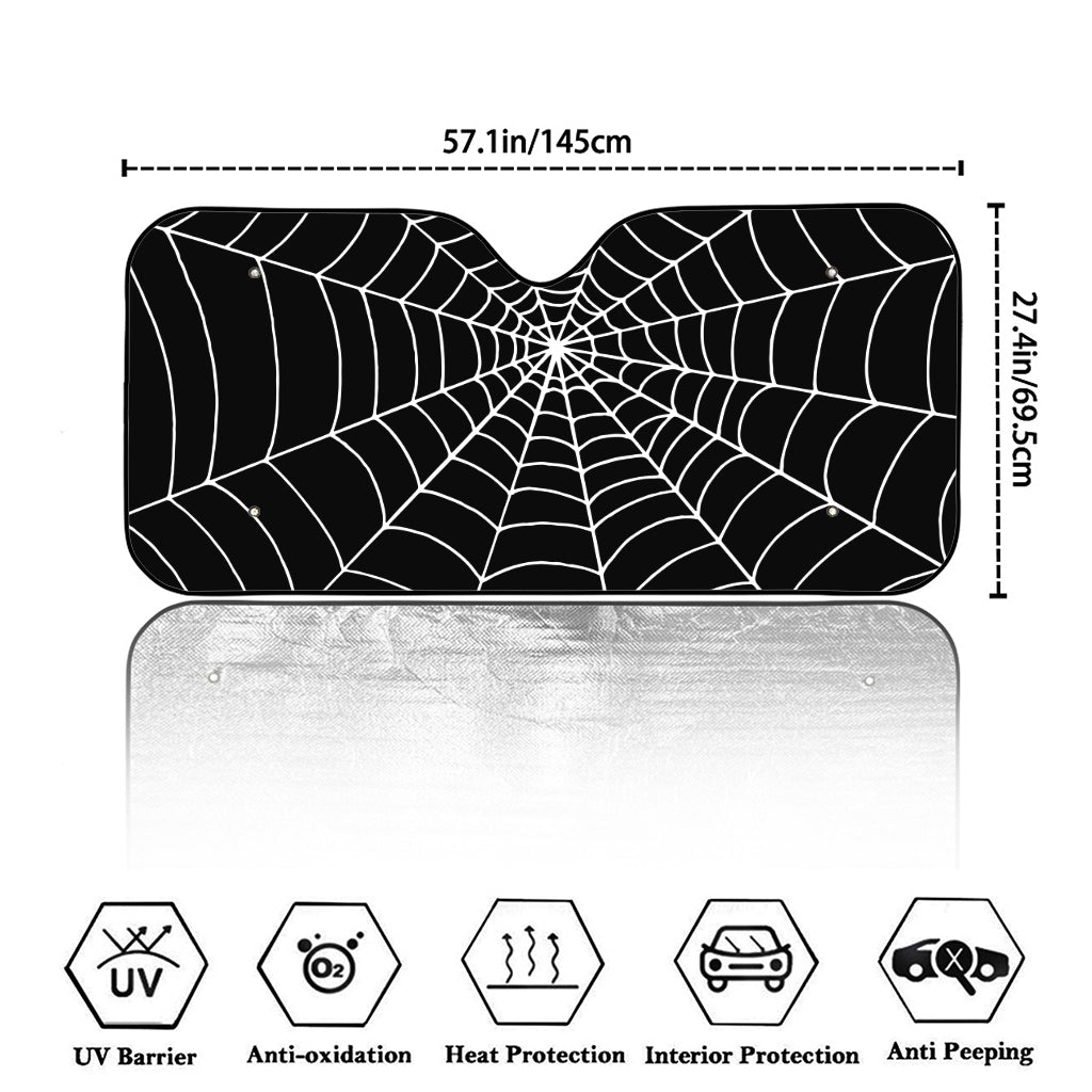 Black And White Cobweb Print Car Windshield Sun Shade