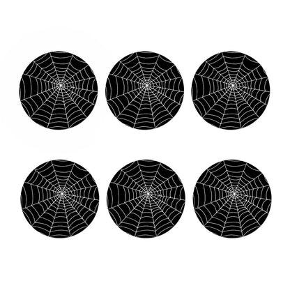 Black And White Cobweb Print Coaster Set