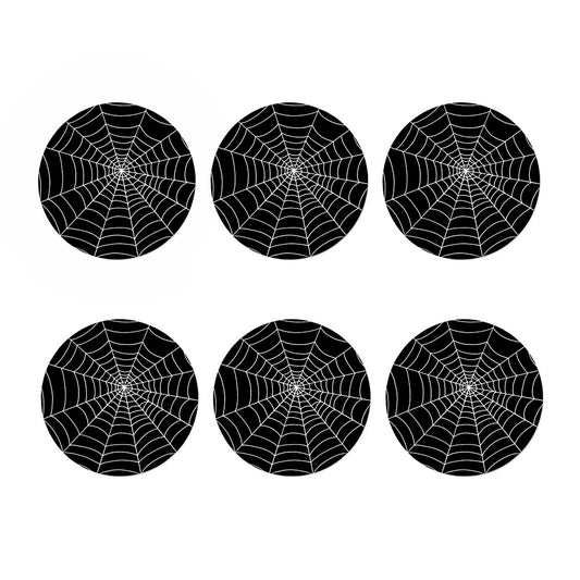 Black And White Cobweb Print Coaster Set