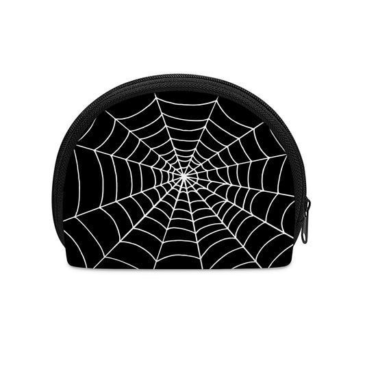 Black And White Cobweb Print Coin Purse