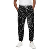 Black And White Cobweb Print Cotton Pants