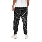 Black And White Cobweb Print Cotton Pants