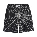 Black And White Cobweb Print Cotton Shorts