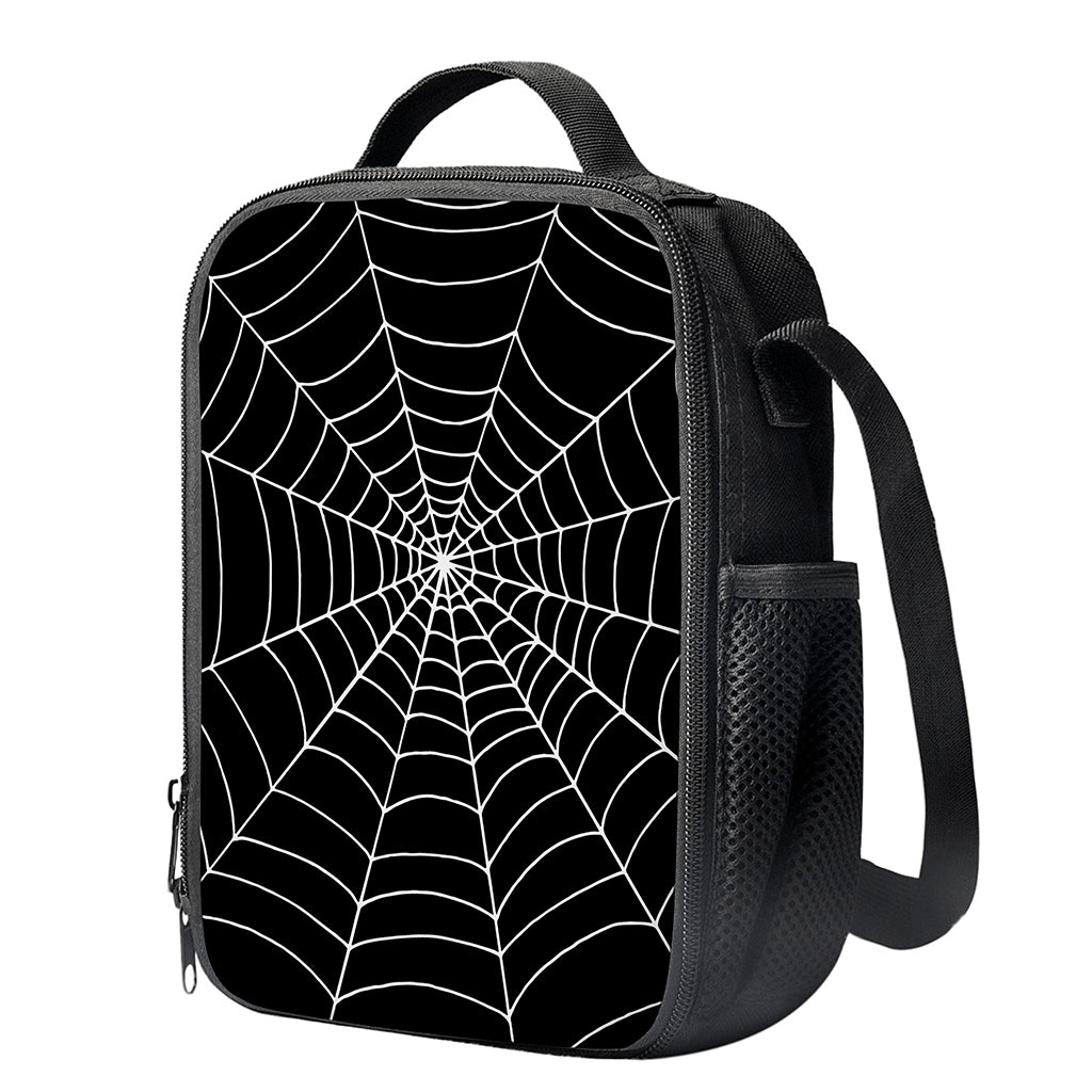 Black And White Cobweb Print Crossbody Lunch Bag
