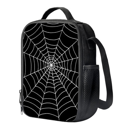 Black And White Cobweb Print Crossbody Lunch Bag