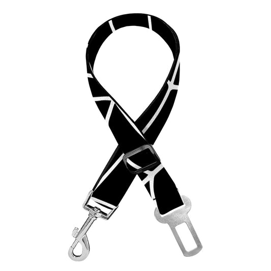 Black And White Cobweb Print Dog Seat Belt