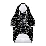Black And White Cobweb Print Dog Zip Up Hoodie
