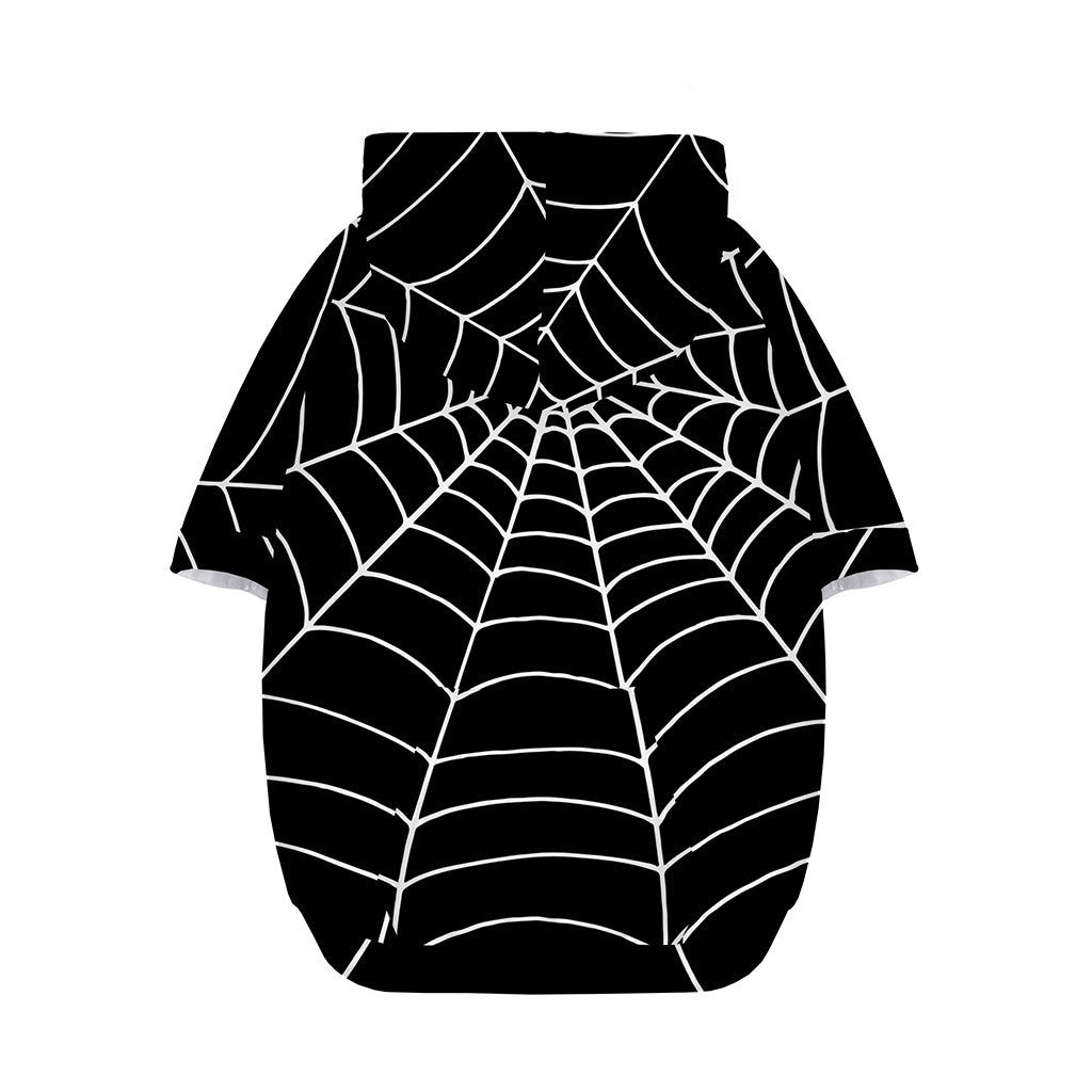 Black And White Cobweb Print Dog Zip Up Hoodie