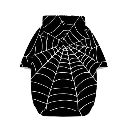 Black And White Cobweb Print Dog Zip Up Hoodie