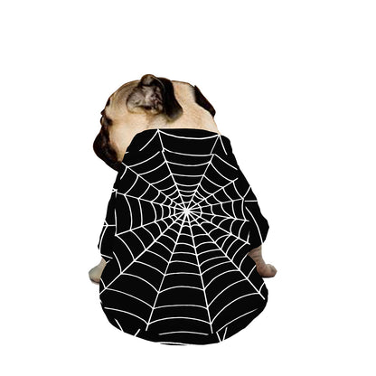 Black And White Cobweb Print Dog Zip Up Jacket
