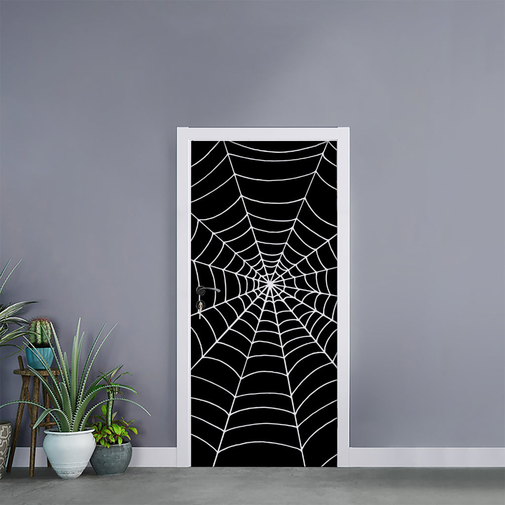 Black And White Cobweb Print Door Sticker