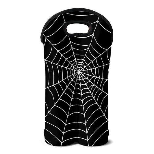 Black And White Cobweb Print Double Neoprene Wine Tote