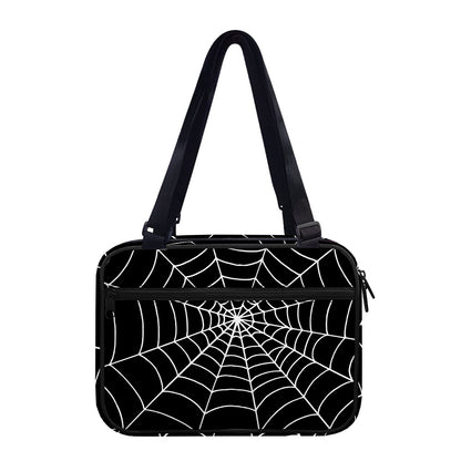 Black And White Cobweb Print Double Strap Bible Bag