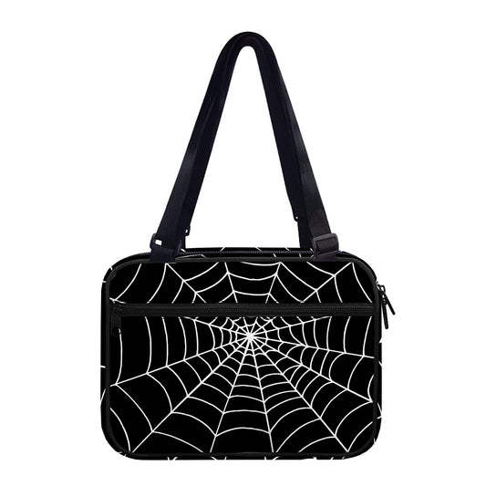 Black And White Cobweb Print Double Strap Bible Bag