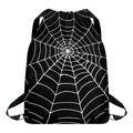 Black And White Cobweb Print Drawstring Backpack
