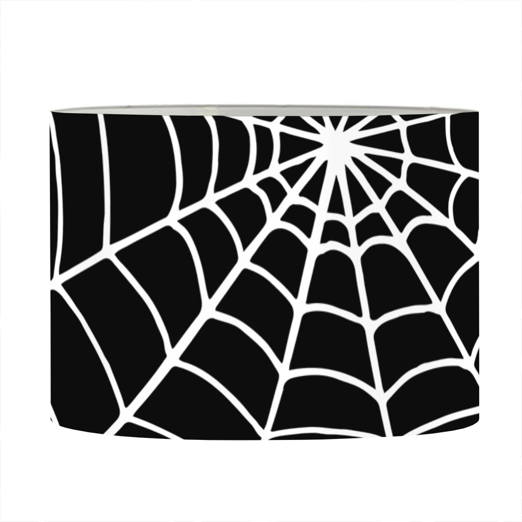 Black And White Cobweb Print Drum Lamp Shade