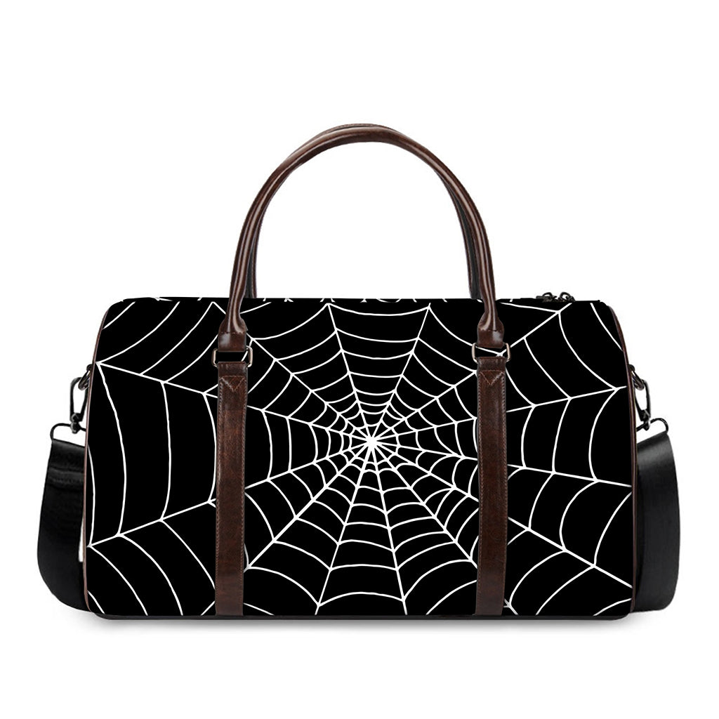 Black And White Cobweb Print Duffle Bag