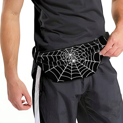 Black And White Cobweb Print Fanny Pack