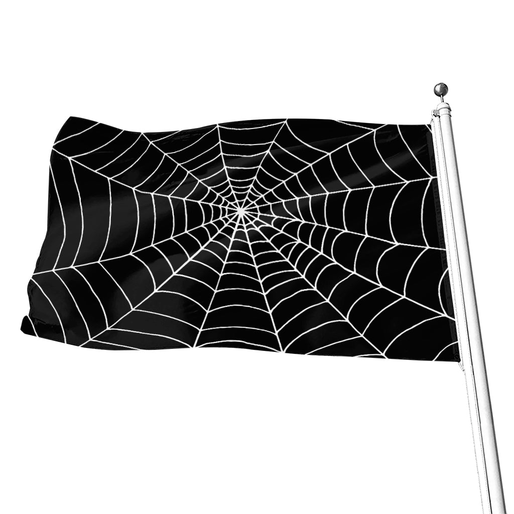 Black And White Cobweb Print Flag