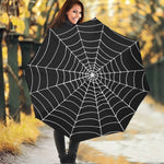 Black And White Cobweb Print Foldable Umbrella
